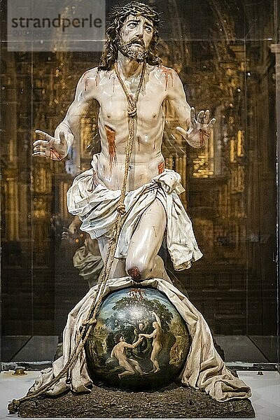 Cristo del perdon  polychrome Holzschnitzerei  Luis Salvador Carmona  18. Jahrhundert  Museo de la Caballada  Kirche der Heiligen Dreifaltigkeit  Atienza  Guadalajara  Spanien  Europa