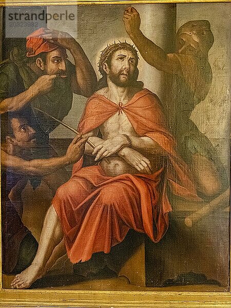Christus  der von den Henkern verhöhnt wird  Öl auf Leinwand  16. Jahrhundert  Kirche San Bartolomé  Atienza  Provinz Guadalajara  Spanien  Europa