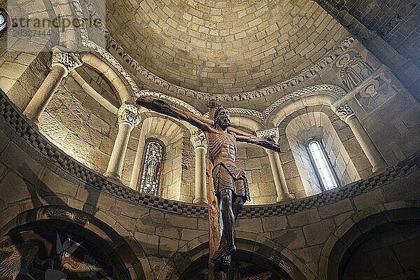 San Martín de Elines  Skulptur von Jesus Christus in der Apsis  Region Valderredible  Kantabrien  Spanien  Europa