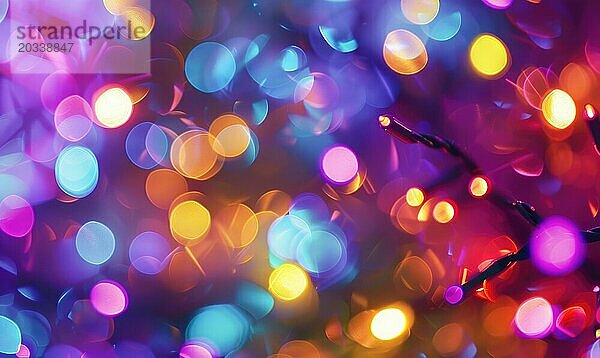 Nahaufnahme von bunten Bokeh Lichter beleuchten  festliche Nacht abstrakten Hintergrund AI generiert  KI generiert