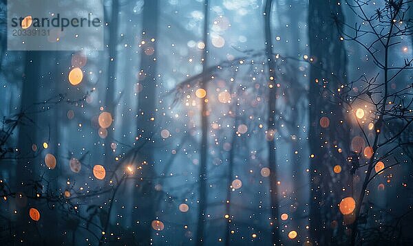 Ethereal Bokeh Lichter diffundieren durch Nebel in einem mystischen Waldgebiet  Natur Hintergrund AI generiert  KI generiert