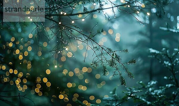 Ethereal Bokeh Lichter diffundieren durch Nebel in einem mystischen Waldgebiet  Natur Hintergrund AI generiert  KI generiert