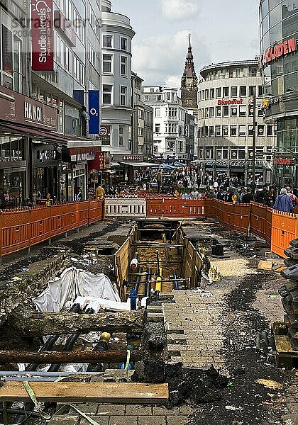 Baustelle Alte Freiheit  Fussgängerzone  Erneuerung der Infrastruktur und archäologische Funde  Wuppertal  Bergisches Land  Nordrhein-Westfalen  Deutschland  Europa