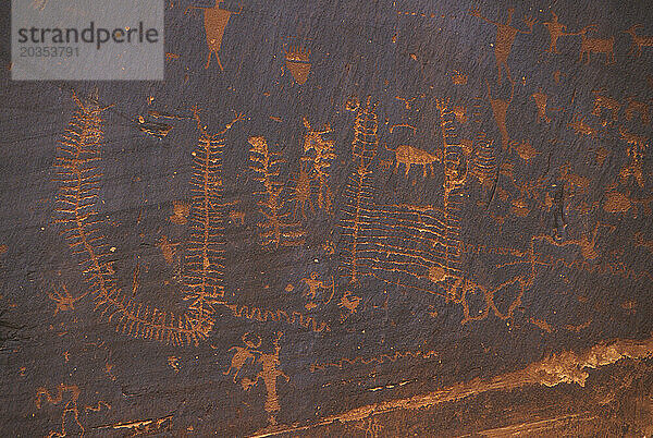 Petroglyphen an der Potash Road  Moab  Utah  USA.