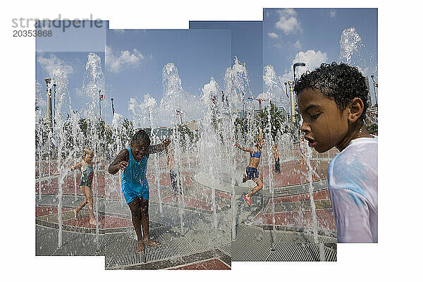 Kinder spielen im Centennial Park Fountain  Atlanta  GA