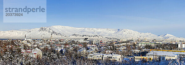 Panorama des Winters in Reykjavik  Island