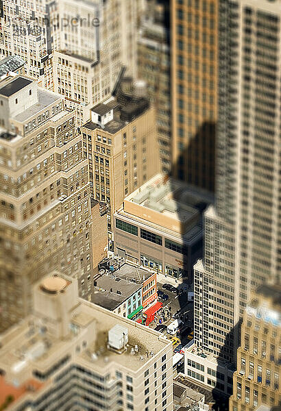 Ein Blick von oben auf die Stadt in New York City  New York. (selektiver Fokus)