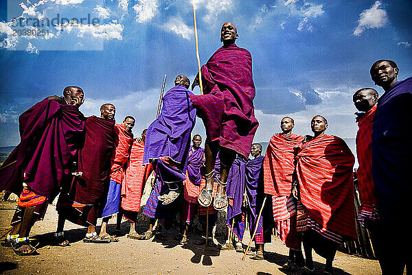 Massai people dancing  Ngorongoro crater  Tanzania