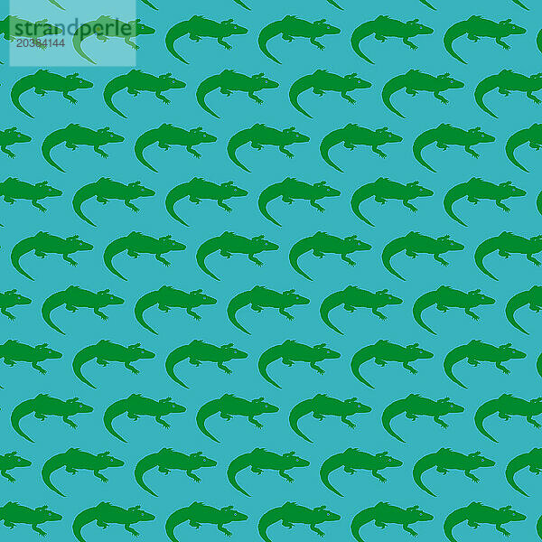 Pattern of rows of green crocodiles