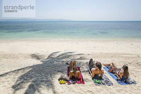 Friends spending leisure time at beach