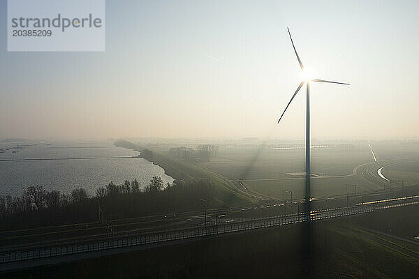 Wind turbine in field at Netherlands