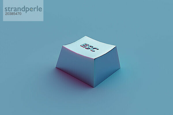 3D render of escape computer key over blue background