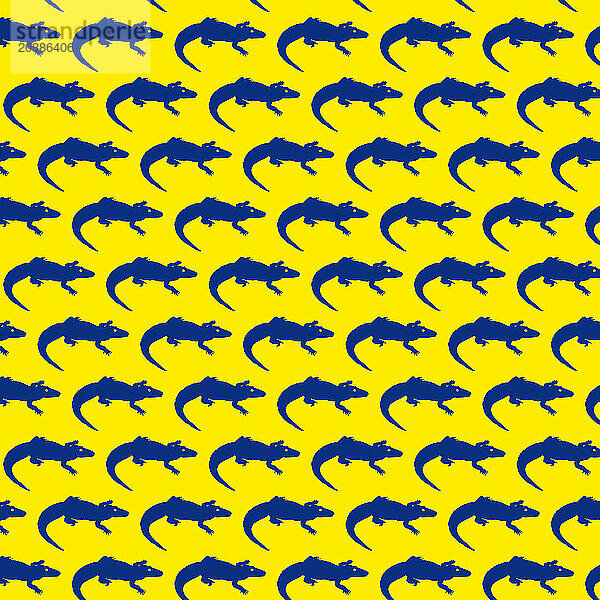 Pattern of rows of blue crocodiles