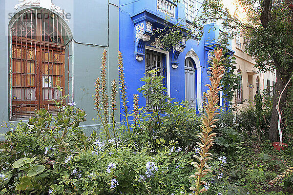 Chile  Santiago  Barrio Yungay  houses  garden  heritage architecture