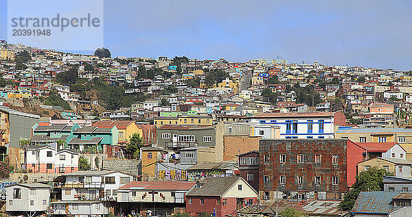 Chile  Valparaiso  skyline  panorama  general view