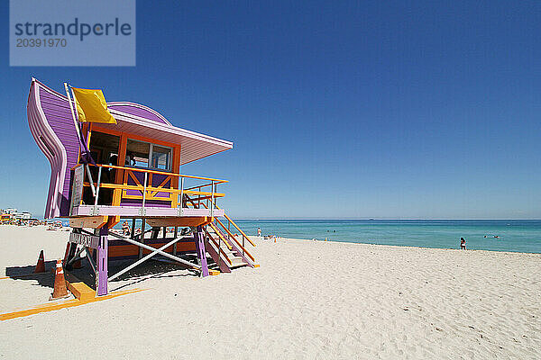 USA. Floride. Miami. Miami Beach. South Beach. La plage. Poste de secours.