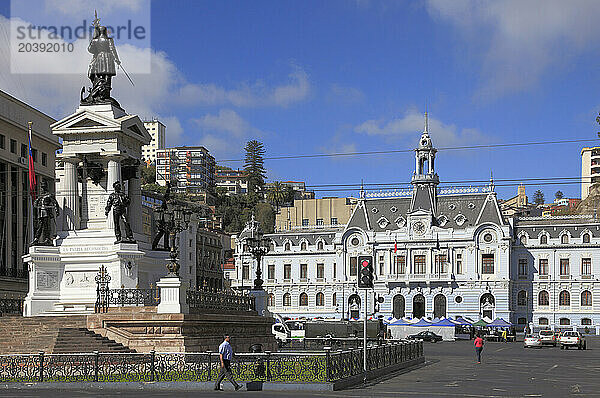 Chile  Valparaiso  Plaza Sotomayor  Heroes of Iquique Monument  Ex-Intendance