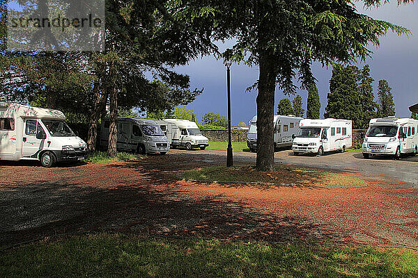 France  Nouvelle Aquitaine  Dordogne department (24)  Monpazier  camping car area