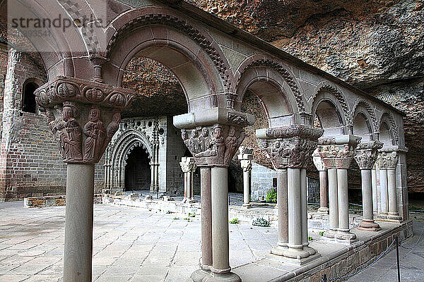 Spain  Aragon  Province of Huesca  Jaca  San Juan de la Pena monastery  the cloister