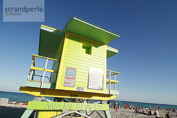 USA. Floride. Miami. Miami Beach. South Beach. La plage. Poste de secours.