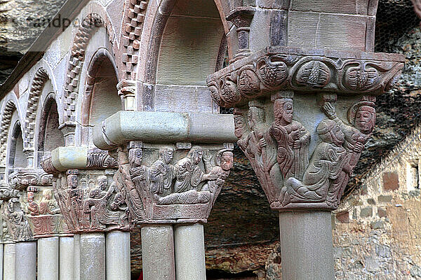 Spain  Aragon  Province of Huesca  Jaca  San Juan de la Pena monastery  the cloister