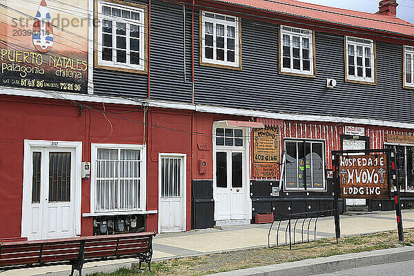 Chile  Magallanes  Puerto Natales  hostel  street scene