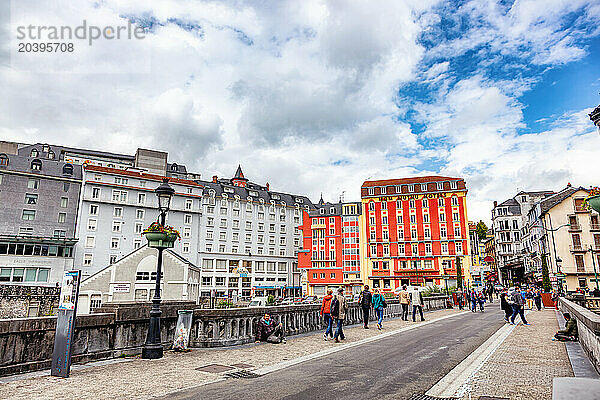 LOURDES - 15 JUIN 2019: Rue de Lourdes  France / LOURDES - 15 JUIN 2019: Street of Lourdes  France