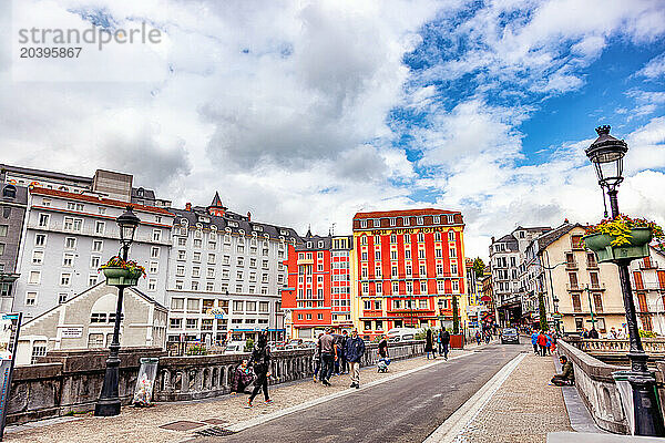 LOURDES - 15 JUIN 2019: Rue de Lourdes  France / LOURDES - 15 JUIN 2019: Street of Lourdes  France