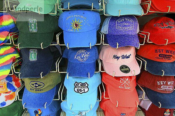 Usa  Florida. Key West. Caps in a store