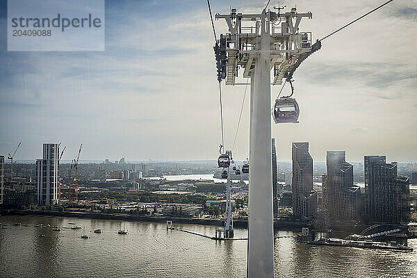 London Cable car also known as the Dangleway  Docklands  London  UK © Dosfotos/Axiom