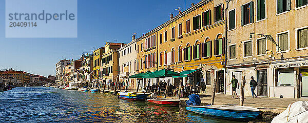 Venice Italy Historical district of Venetian Ghetto on Cannaregio Canal