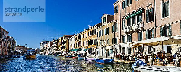 Venice Italy Historical district of Venetian Ghetto on Cannaregio Canal