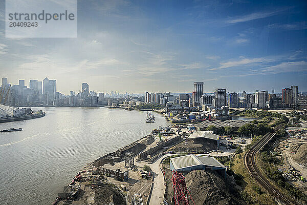 London Cable car also known as the Dangleway  Docklands  London  UK © Dosfotos/Axiom