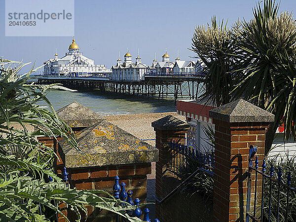 Eastbourne Pier seen from entrance to promenade  Eastbourne  East Sussex  UK © Renzo Frontoni / Axiom