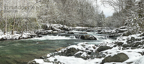 Snow on the Little Pigeon River in Greenbrier in the Great Smoky Mountains