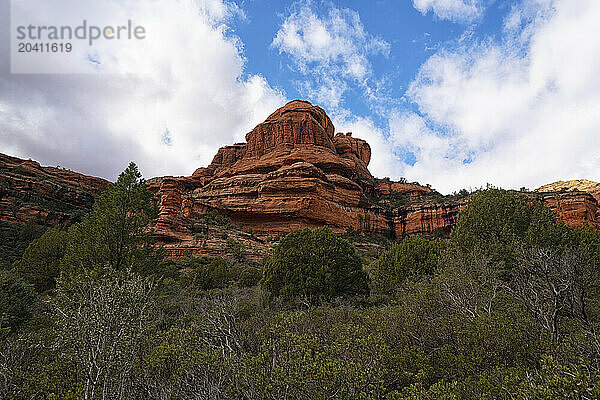 Sedona is located in the interior chaparral  semi-desert grassland  Great Basin conifer woodland biomes of northern Arizona. This is an example of the red rock that is very predominate oin the area. Many hiking trails are in the area to take in these amazing sights.