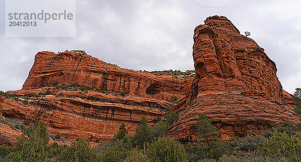 Sedona is located in the interior chaparral  semi-desert grassland  Great Basin conifer woodland biomes of northern Arizona. This is an example of the red rock that is very predominate oin the area. Many hiking trails are in the area to take in these amazing sights.