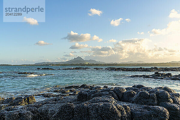 Calm blue sea  Trou d'Eau Douce  Mauritius Island