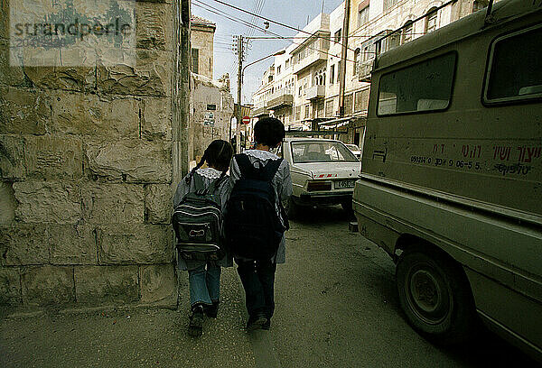 Young schoolgirls in Nablus