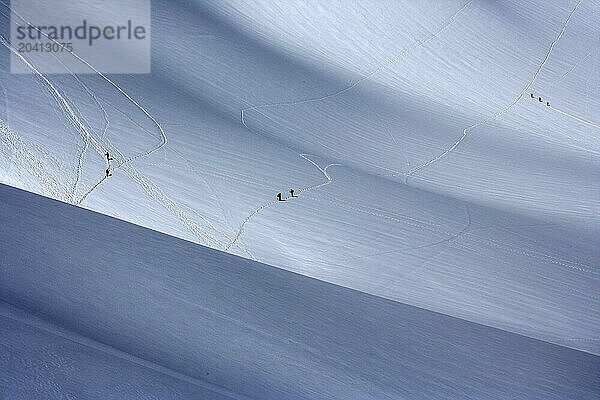 Climbers on Mont Blanc  Aiguille du Midi  Mont Blanc Massif  Haute Savoie  French Alps  France  Europe