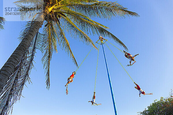 Papantla flyers (Voladores de Papantla)  Playa del Carmen  Riviera Maya  Quintana Roo  Mexico