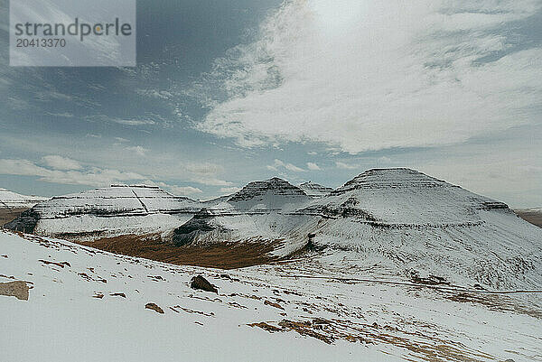 landscape of snow covered mountains