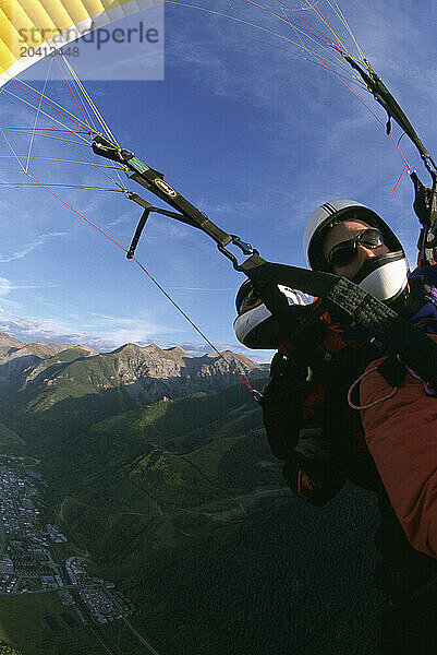 A paragliding flight over Telluride  Colorado.