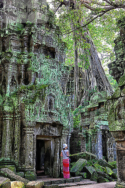 Ta Phrom Temple and gigantic trees and roots