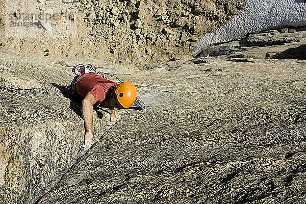 Alpine climber on granite mountains in Washington State