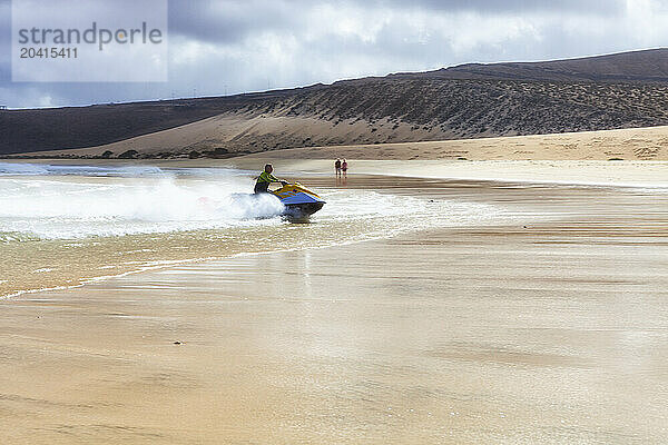 Jetski. Sotovento Beach  Jandia Peninsula  Fuerteventura  Canary Islands  Spain  Atlantic