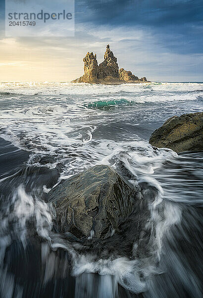 Dramatic Sea Stacks at Benijo Beach  Tenerife - Storm Light and Waves