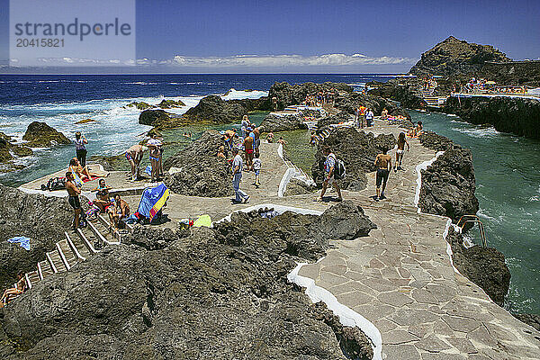 Natural Rock Pools In The Coast Of The Town Of Garachico In The Northern Part Of The Canary Island Of Tenerife  Spain