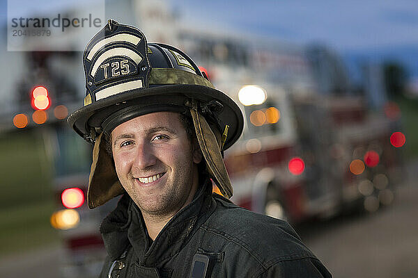 Firefighter Tyler Schmitt on June 20  2018  New Holstein  Wisconsin  USA