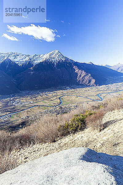 Monte Legnone and river Adda  Valtellina  Lombardy  Italy